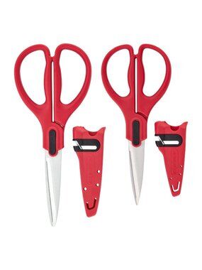 Farberware Edgekeeper Set 2 All Purpose Utility Shears Edgekeeper Sheaths Red
